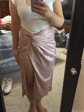 NWT Shop neighbor pink animal print slit skirt